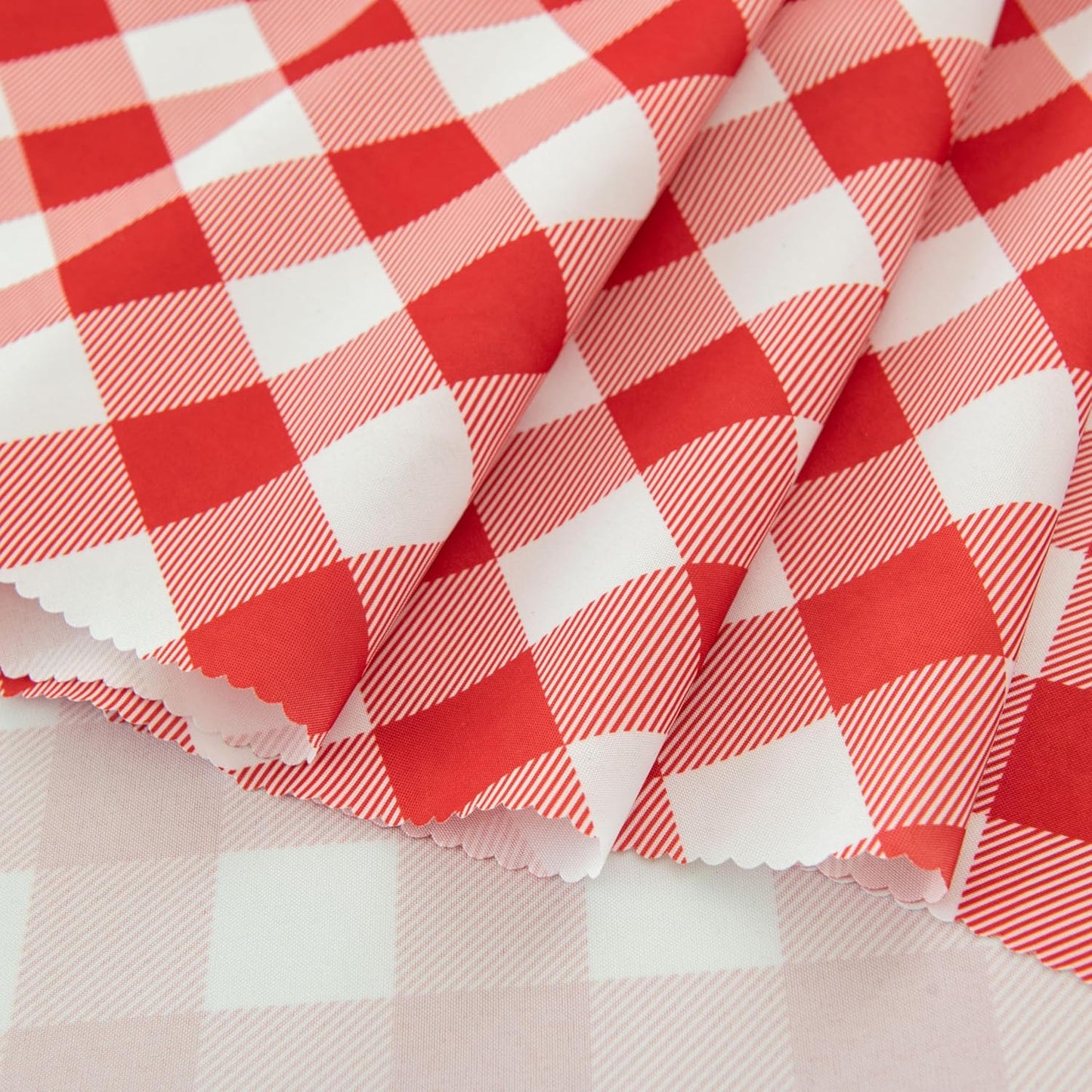 Waterproof Plaid Tablecloth Fabric - Round 120 Inch Classic Gingham Checker Table Cloth for Indoor/Outdoor Use - Buffalo Table Cover for Picnics, BBQs, and Parties
