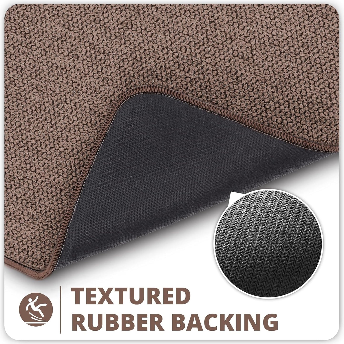 Bath Mat,Ultra Thin Bathroom Runner Rugs,Large Bath Mats for Bathroom,Quick Dry,Non-Slip,Machine Washable,Low Pile,Bath Rug,Shower Outside,Sink,Home Decor Accessories.Brown,2'x5'（24x60inch）