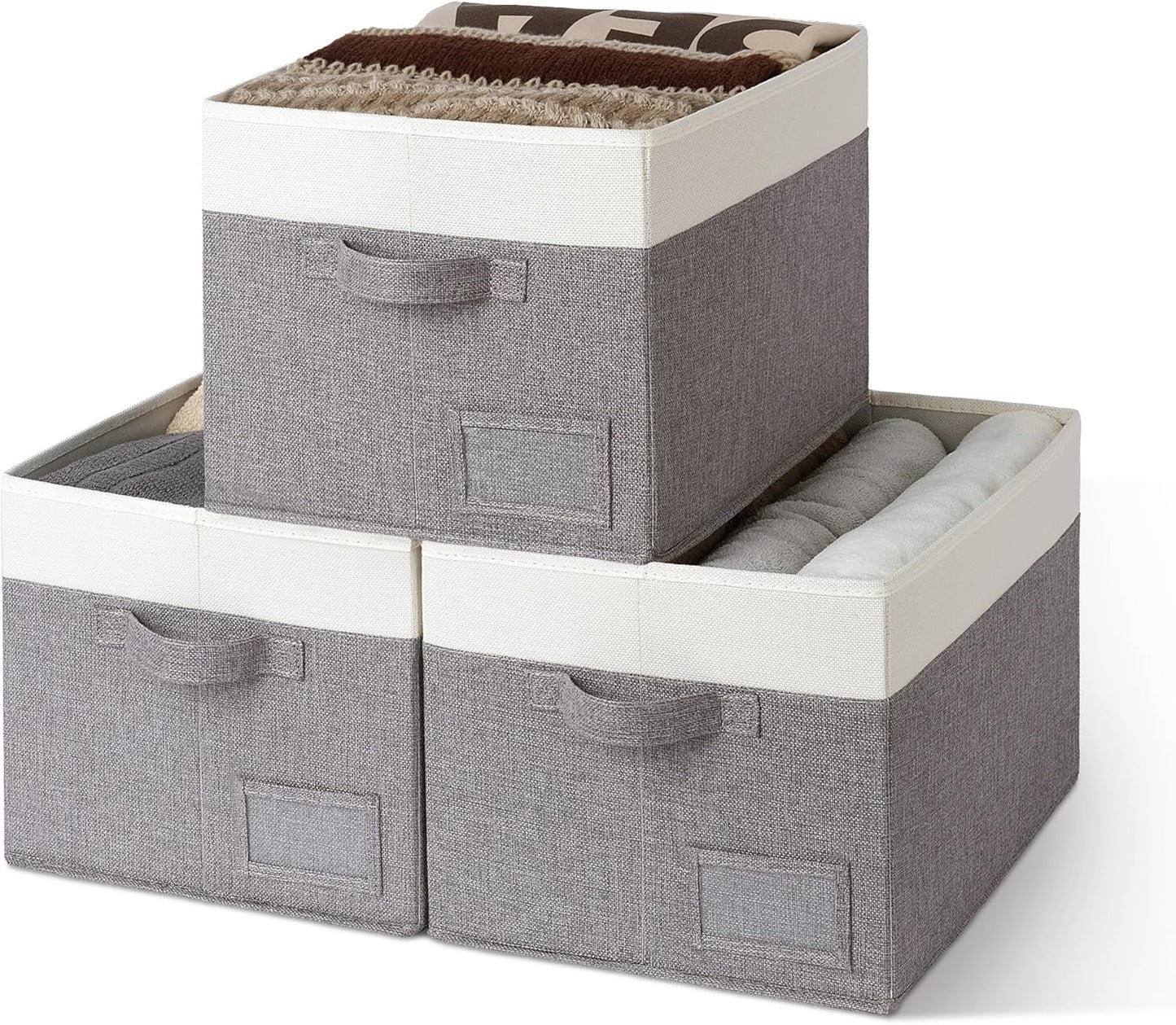 GRANNY SAYS Storage Baskets for Shelves, Fabric Storage Bins for Clothes, Closet Organization Bins, Collapsible Storage Bins with Handles, Decorative Storage Box, Extra Large, 3-Pack