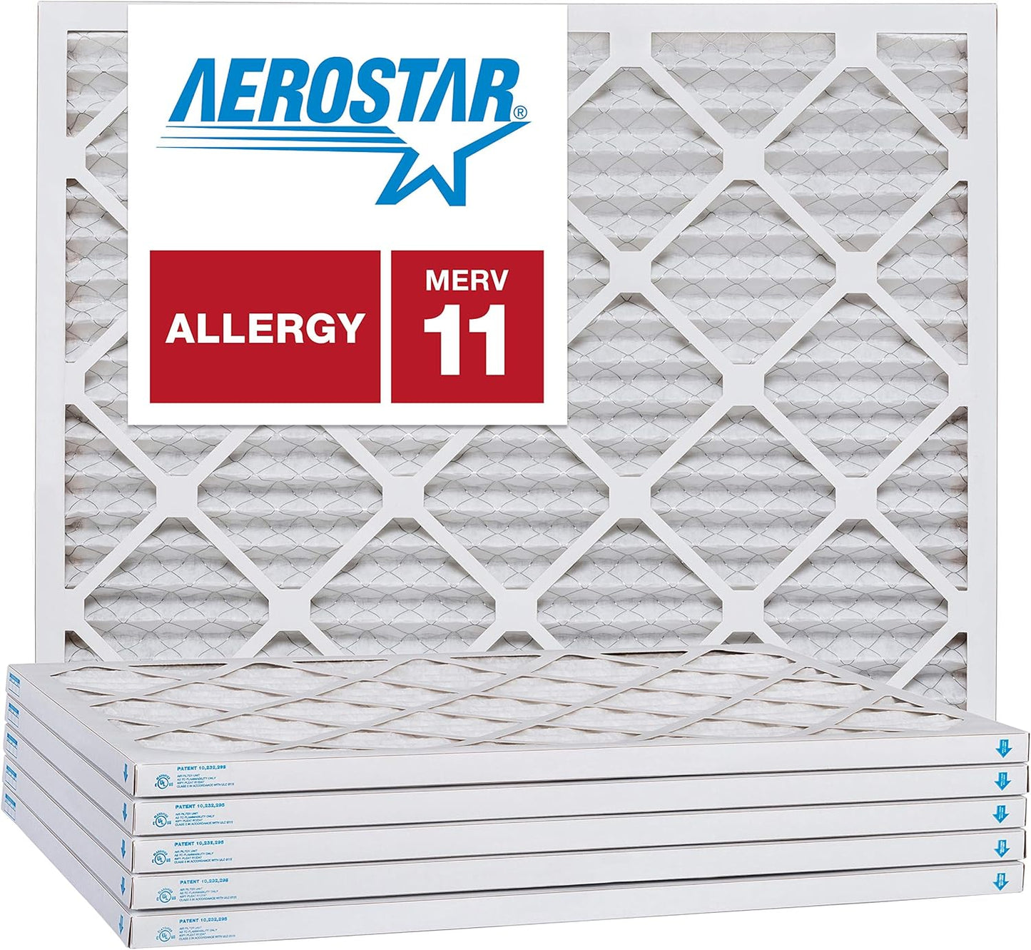 Aerostar 30x36x1 MERV 11-6 Count - Pleated Furnace & Air Conditioner Filters - Removes Dust, Cold & Flu Germs, Lint, Mold, Pet Dander, Allergy-Causing Pollen, Smog & Smoke