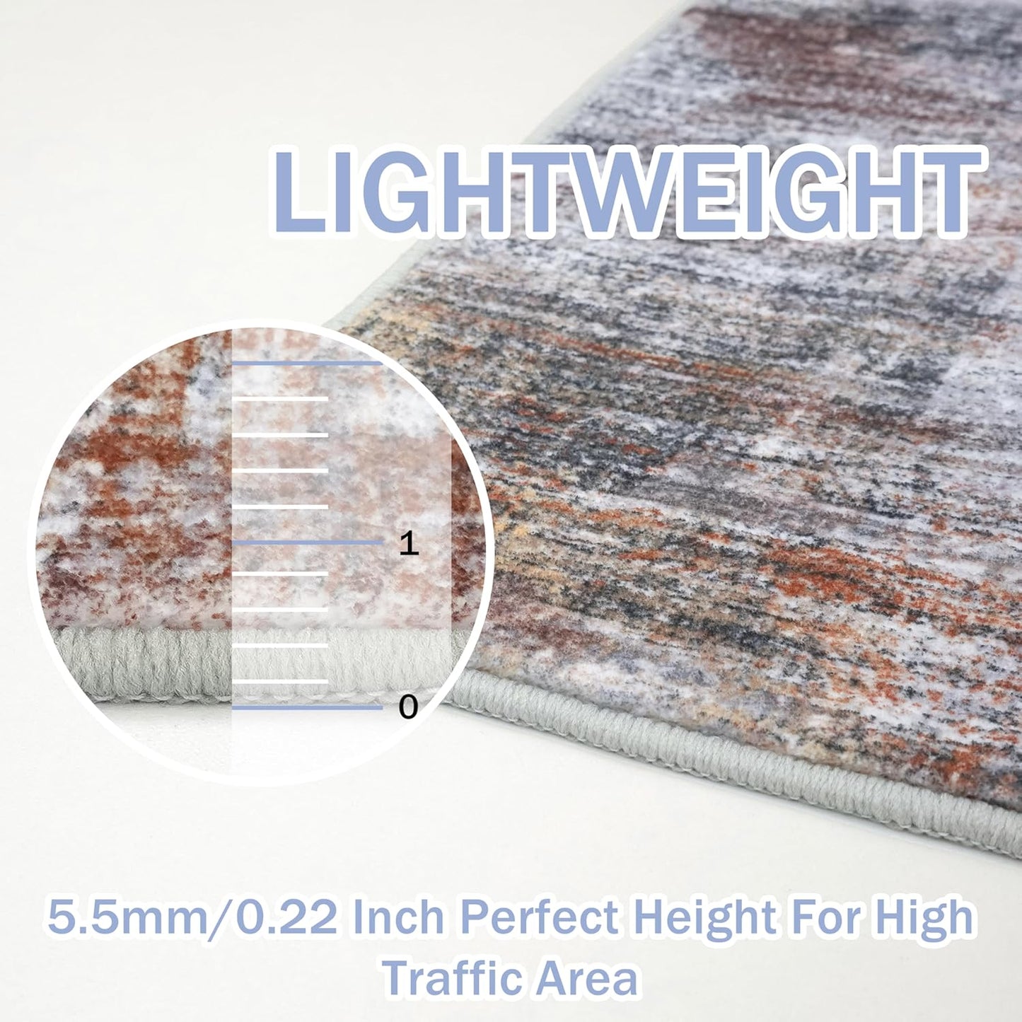IOHOUZE Abstract Runner Rug 3x14 Ft Washable Runners for Hallways, Non Slip Kitchen Runner Printed Faux Wool Entryway Runner Indoor, Modern Abstract Floor Carpet for Hall Stair, Orange Grey