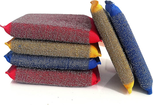 Steel Wool Scrubber Kitchen Sponges - Kitchen Dish Sponges Scrubbers, Non-Scratch Microfiber sponges for Cleaning, Pots and Pans Scrub Sponge(6 Pack)