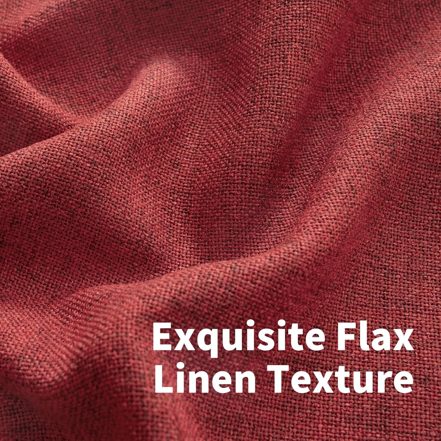 YoungsTex Red Linen Curtains 80 Inch Length for Living Room, Light Filtering Semi Sheer Drapes with Back Tab Rod Pocket for Christmas Bedroom Dining Room, 2 Panels, 52 X 80 Inch
