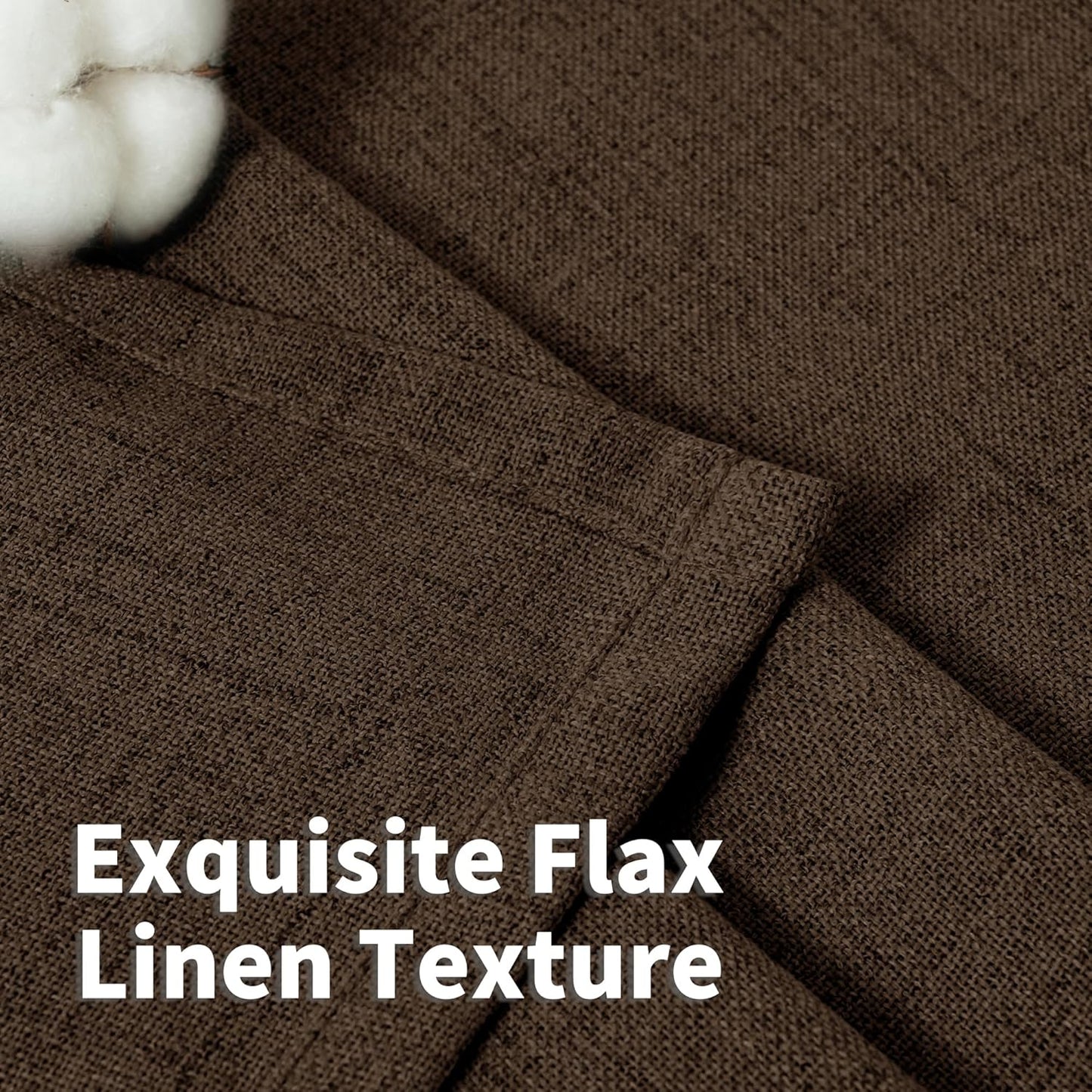YoungsTex Brown Linen Curtains 78 Inch Length for Living Room, Semi Sheer Window Drapes with Rod Pocket Back Tab Light Filtering for Bedroom Office Farmhouse, 2 Panels, 52 X 78 Inch