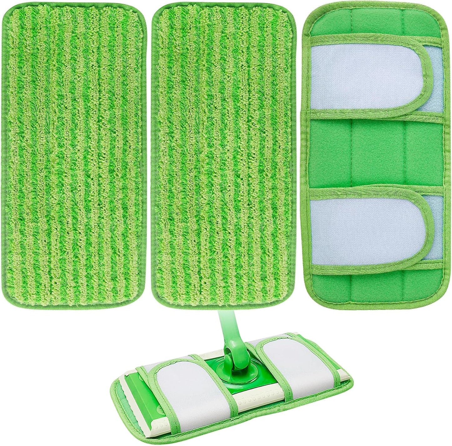 KEEPOW Reusable Mop Pads Compatible with Swiffer Sweeper Mop, Microfiber Dry Sweeping Cloths Washable Wet Mopping Cloth Refills for Hardwood Floor Cleaning, 3 Pack (Mop is Not Included)