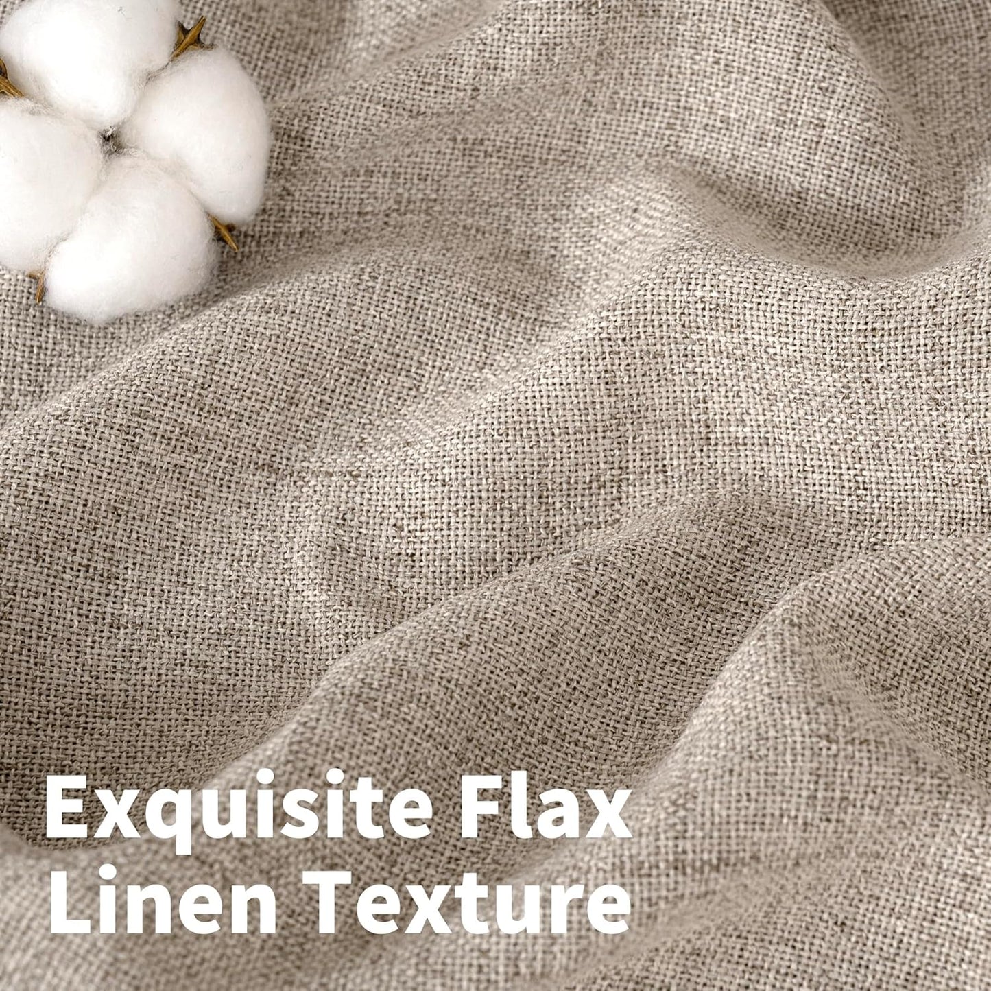YoungsTex Short Linen Curtains 40 Inch Length for Kitchen Windows Over Sink, Small Drapes with Rod Pocket Back Tab Semi Sheer Light Filtering for Cafe Bathroom, 2 Panels, Oatmeal, 30 X 40 Inch