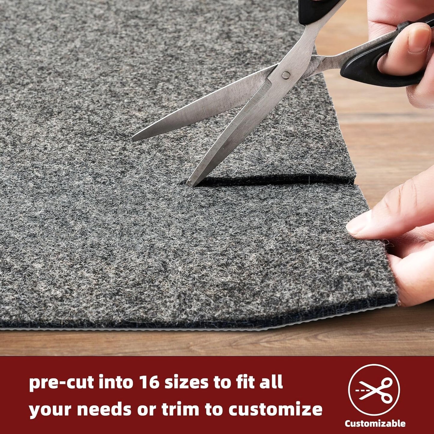 BAGAIL Felt and Natural Rubber Backing Rug Pads 1/8” Thick, 2 x 10 Ft Non Slip Rug Gripper Keep Rugs in Place, Under Area Rug Protective Cushioned Pads, Carpet Runners, Hardwood Floors Protection