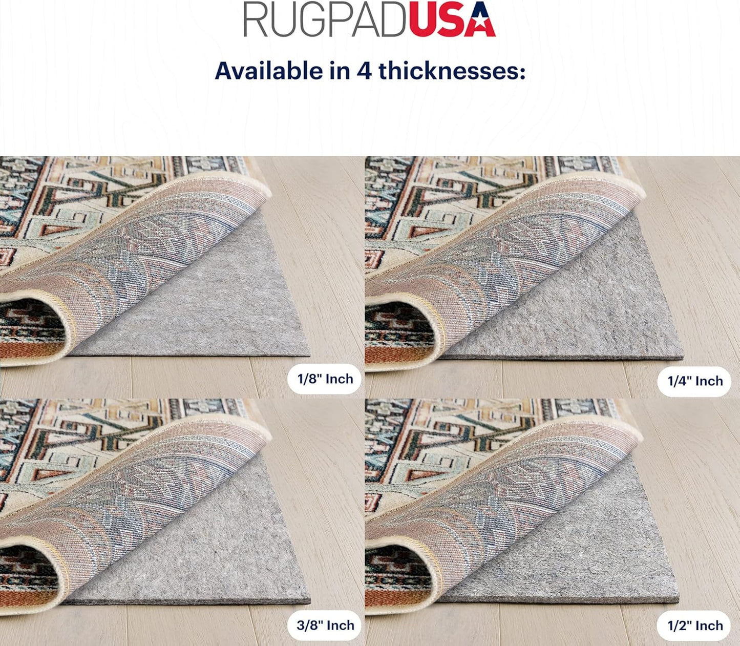 RUGPADUSA - Dual Surface - 6'7" x 9' - 3/8" Thick - Felt + Rubber - Enhanced Non-Slip Rug Pad - Adds Comfort and Protection - for Hard Surface Floors