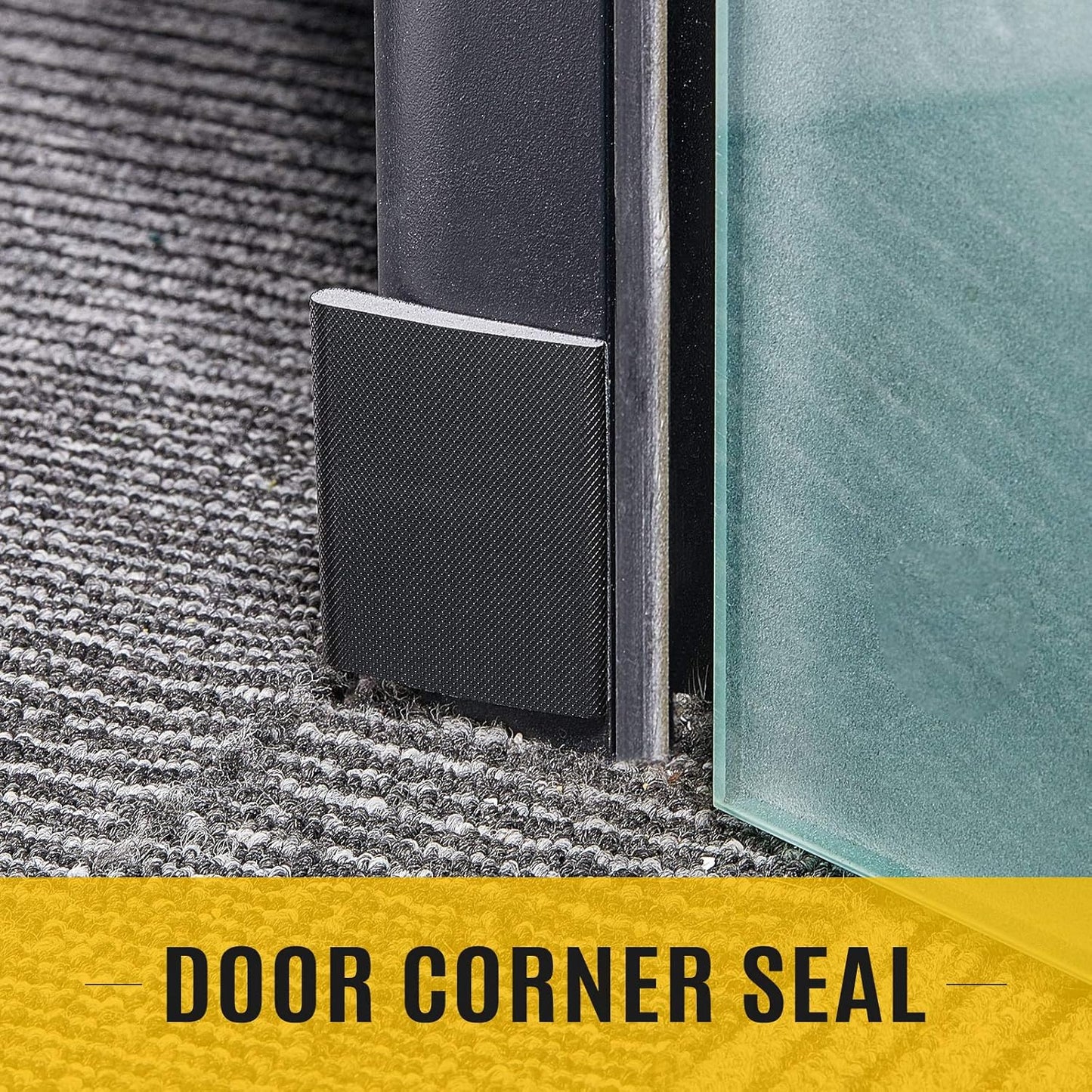 Zonon 64 Pieces Door Corner Seal Weatherstripping Exterior Door Frame Seal Draft Stopper Adhesive Corner Pads for Weather Stripping and Draft Protection (Black)