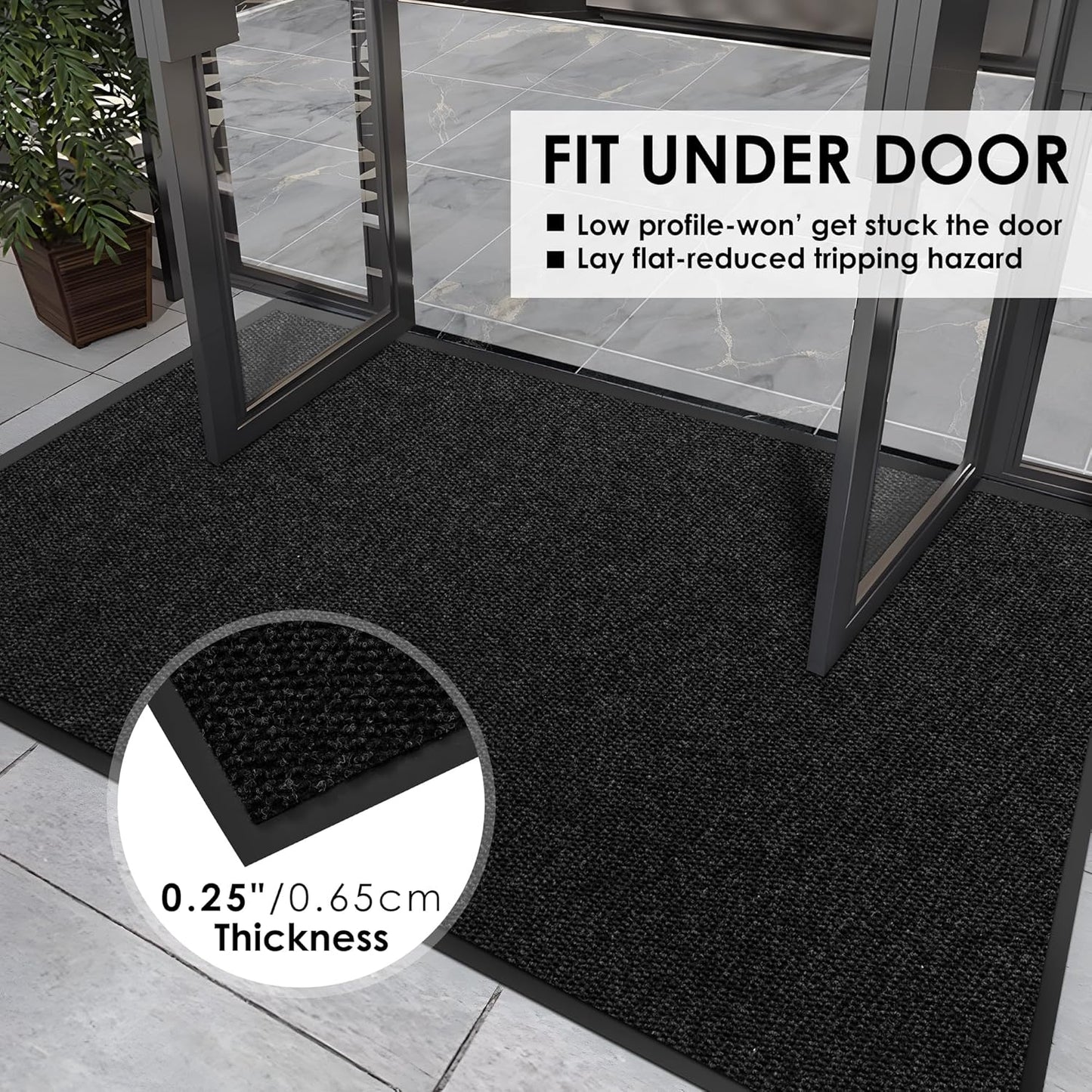 2′ x 32′ Front Door Mat Indoor Outdoor Entrance, Commercial Floor Mat Heavy Duty Dirt Trapper Entryway Doormat, Custom Size Non Slip Rubber Backing Welcome mat, Door Mat for High Traffic Area