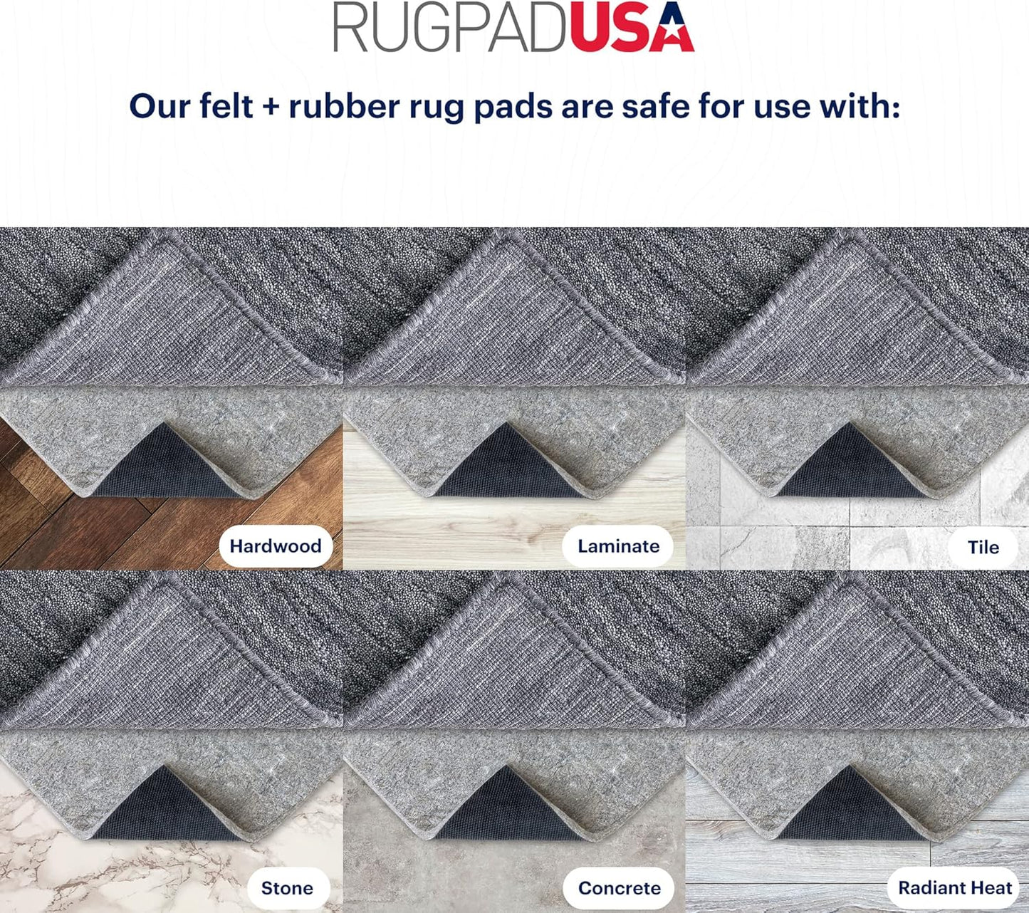 RUGPADUSA - Dual Surface - 7'10" x 10'3" - 3/8" Thick - Felt + Rubber - Enhanced Non-Slip Rug Pad - Adds Comfort and Protection - for Hard Surface Floors