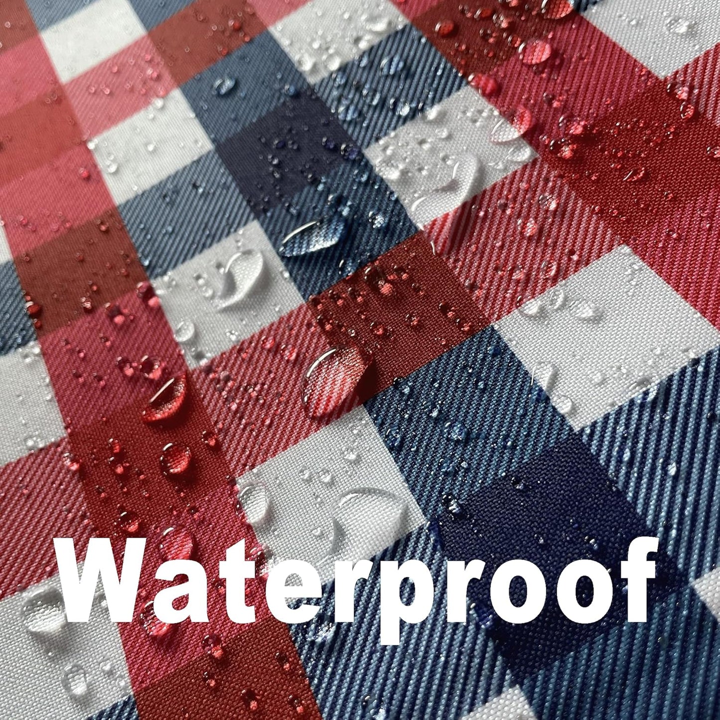 Patriotic Party Plaid Tablecloth Fabric - Rectangular 58x102 Inch Water Resistant Checked Table Cloth for Indoor/Outdoor Use - Table Cover for Independence Day Memorial Day