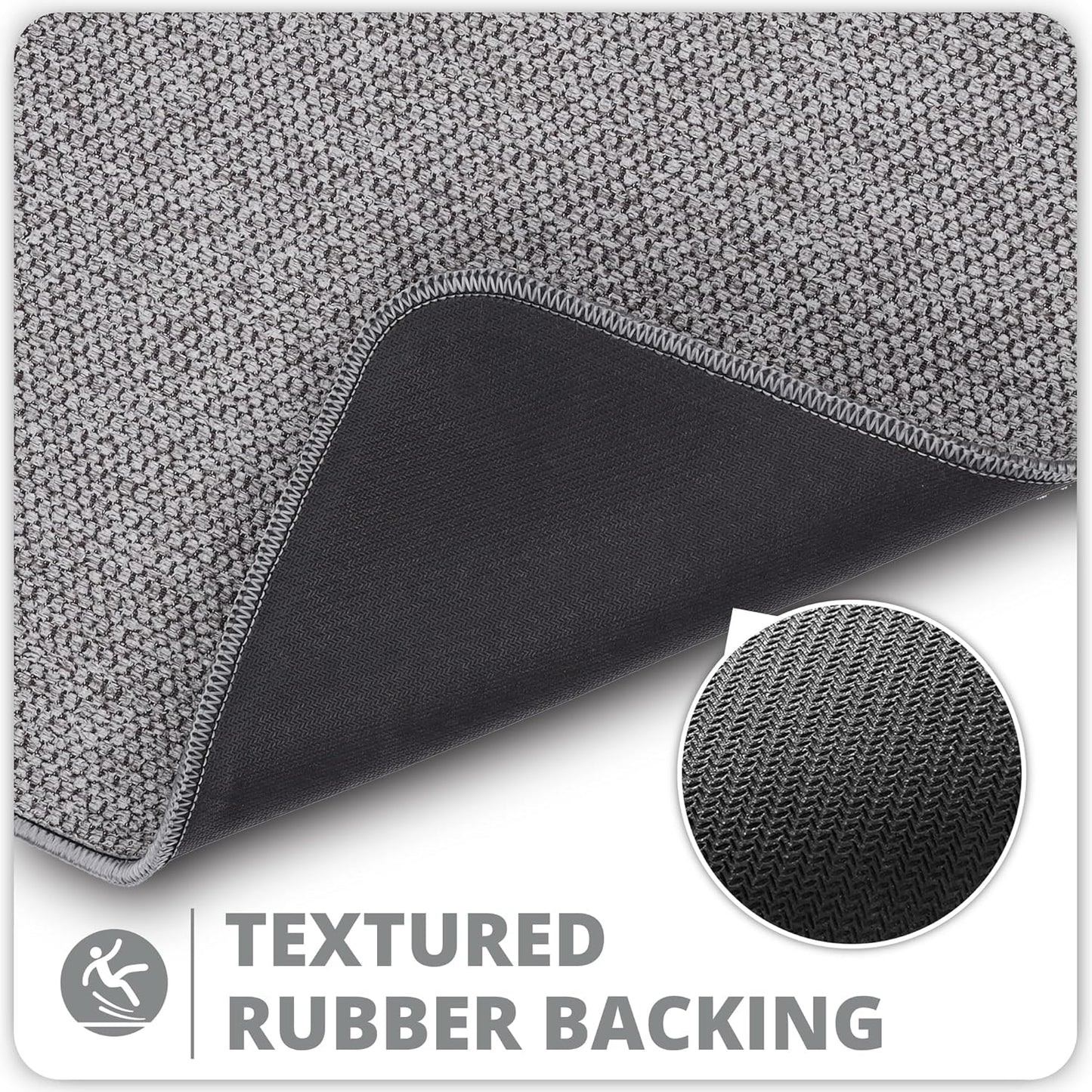Bath Mat,Ultra Thin Bathroom Runner Rugs,Large Bath Mats for Bathroom,Quick Dry,Non-Slip,Machine Washable,Low Pile,Bath Rug,Shower Outside,Sink,Home Decor Accessories.Grey,1'9"x3'11"（21x47inch）
