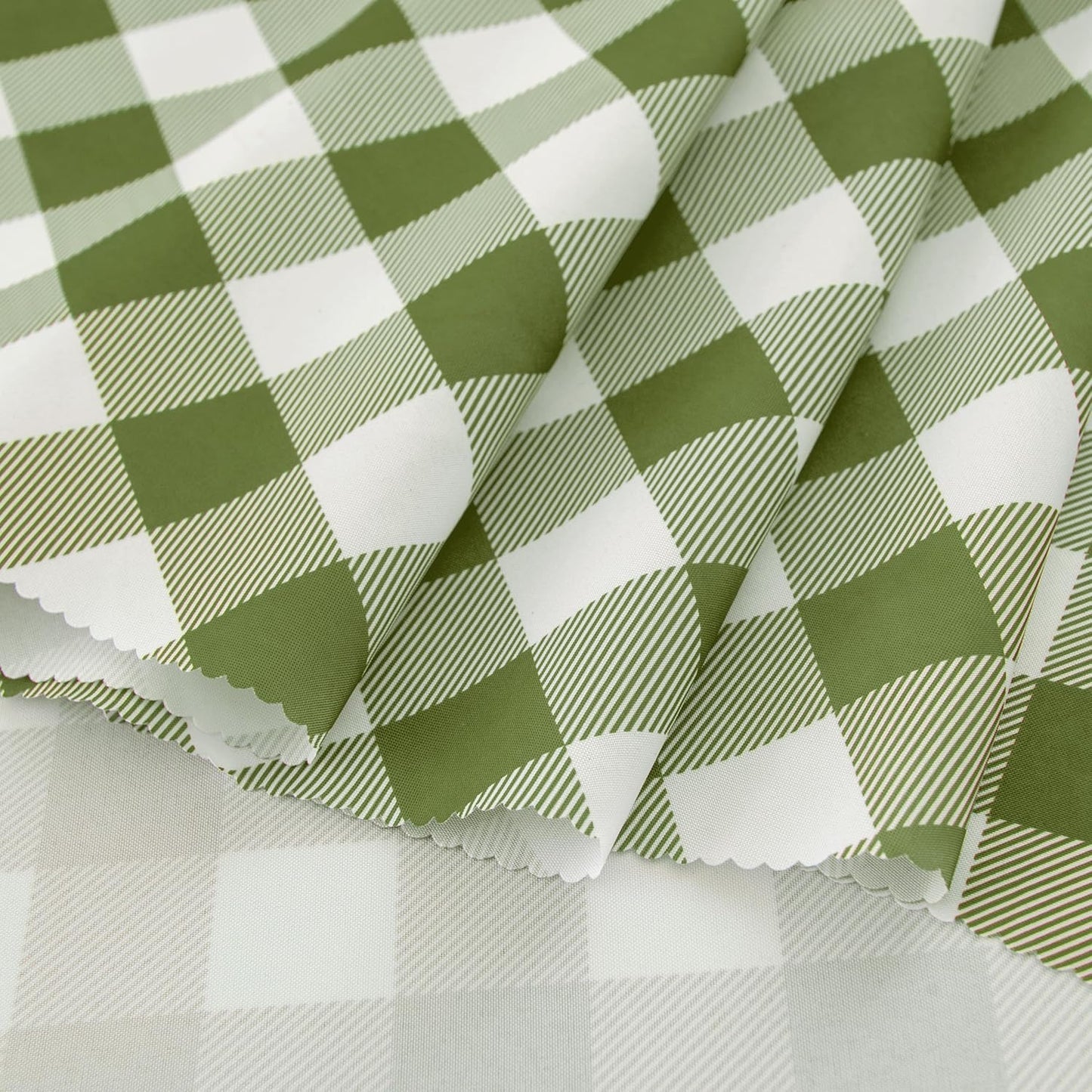 Waterproof Plaid Tablecloth Fabric - Round 120 Inch Classic Gingham Checker Table Cloth for Indoor/Outdoor Use - Buffalo Table Cover for Picnics, BBQs, and Parties