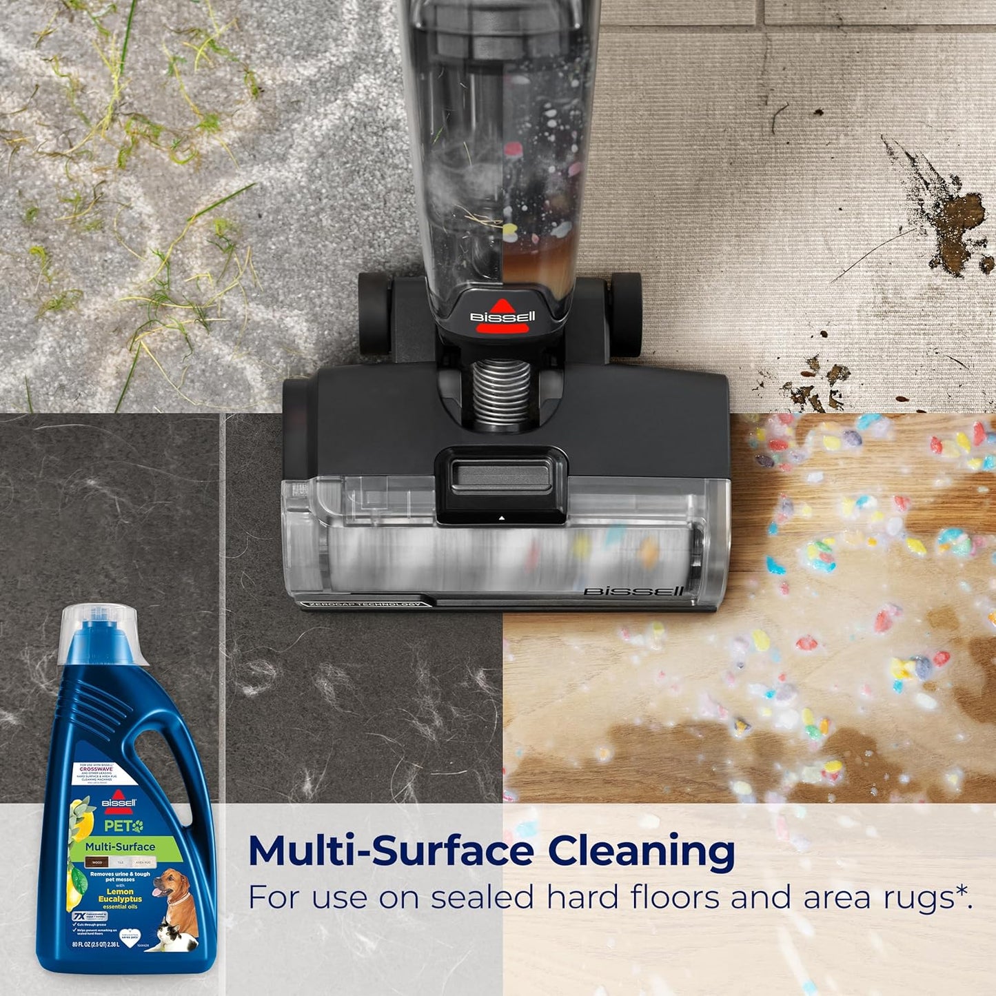 Bissell Multi-Surface Pet with Citrus, 3444G, 80oz, Safe on Sealed Hard Floors and Area Rugs, Removes tough pet messes and elimantes odors, Lemon Eucalyptus Essential Oils